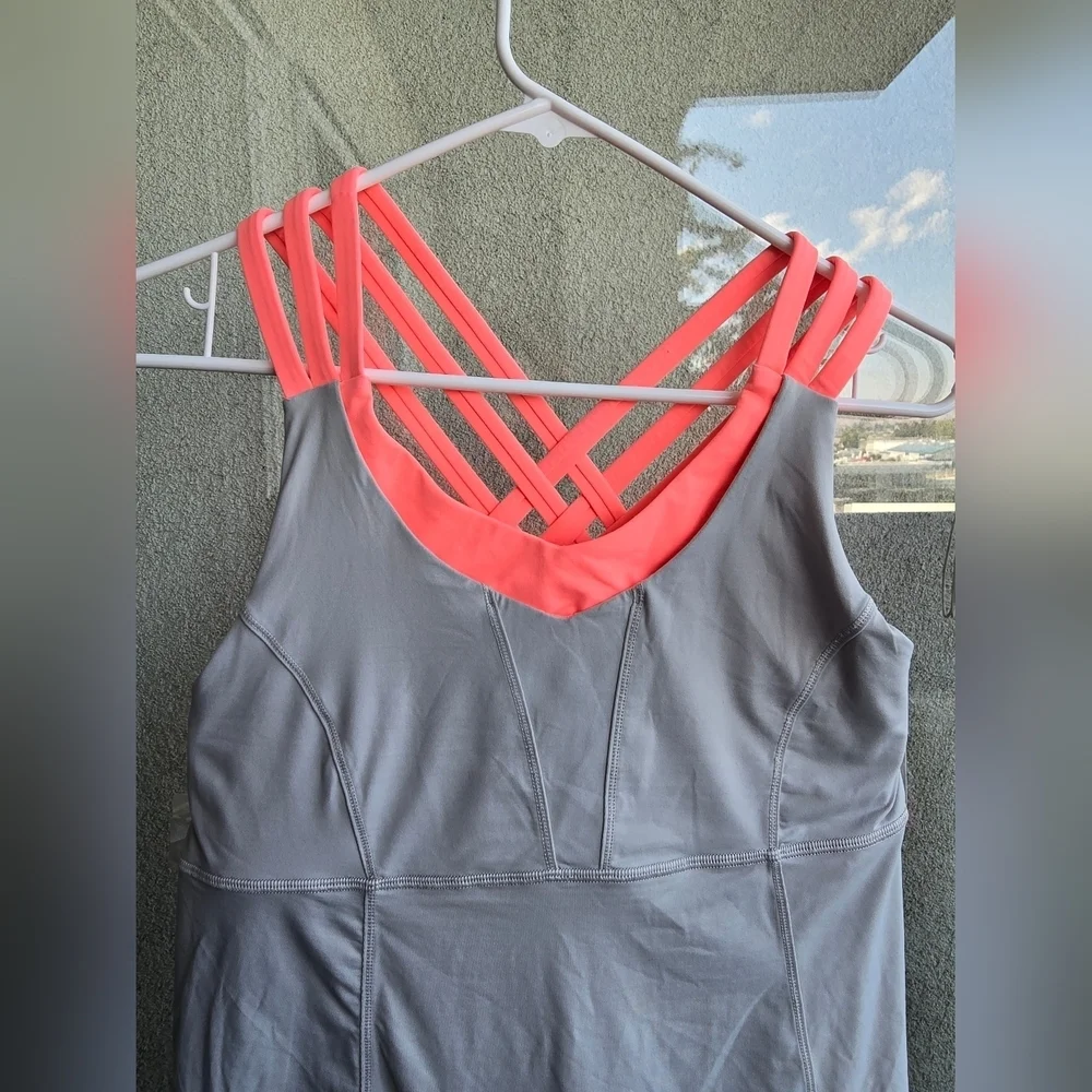 lululemon athletica Strappy Gray and Pink Crop Top